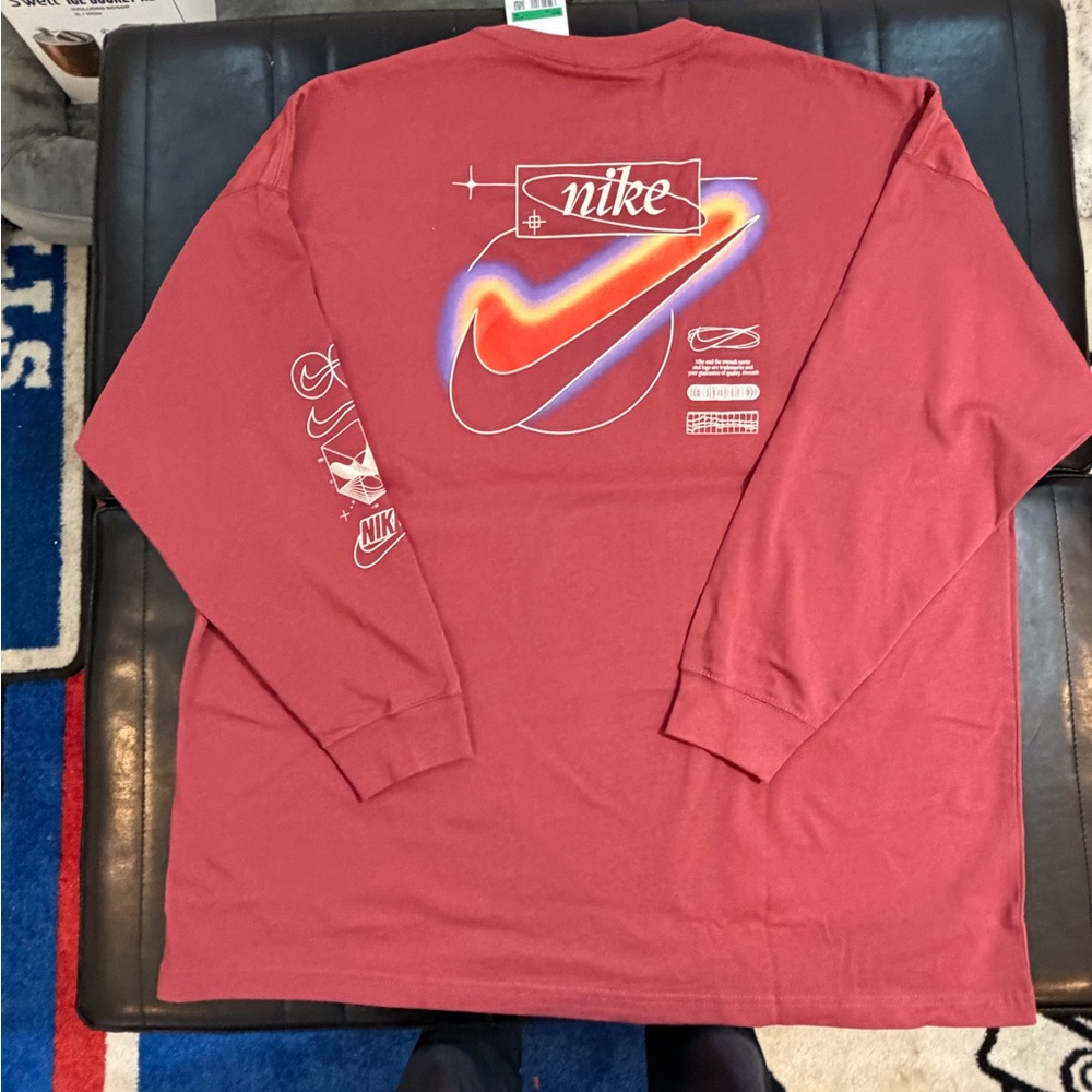 NWT Nike Maroon Long Sleeve with Graphic Design